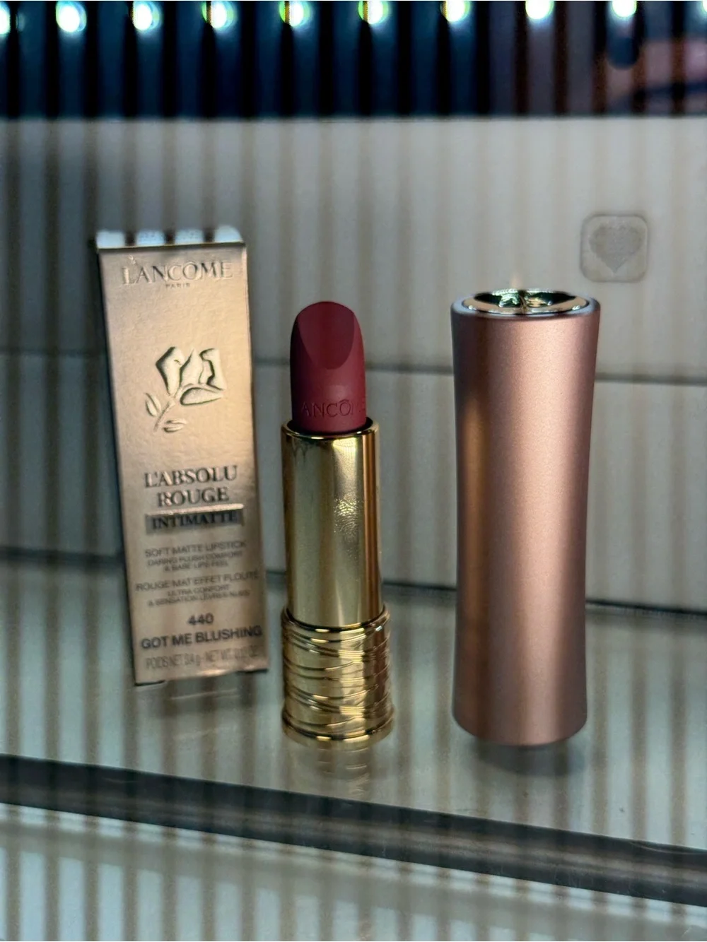 Lancôme L'Absolu Rouge Intimatte Lipstick - Got Me Blushing (Rose Red)